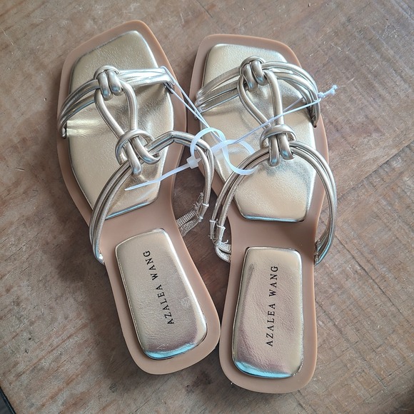 Shoes - Azalea Wang Womens 7 Stetson‎ Gold Slip On Slides Square Toe Nordstrom Strappy